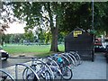 Cycle racks and a taxi-drivers