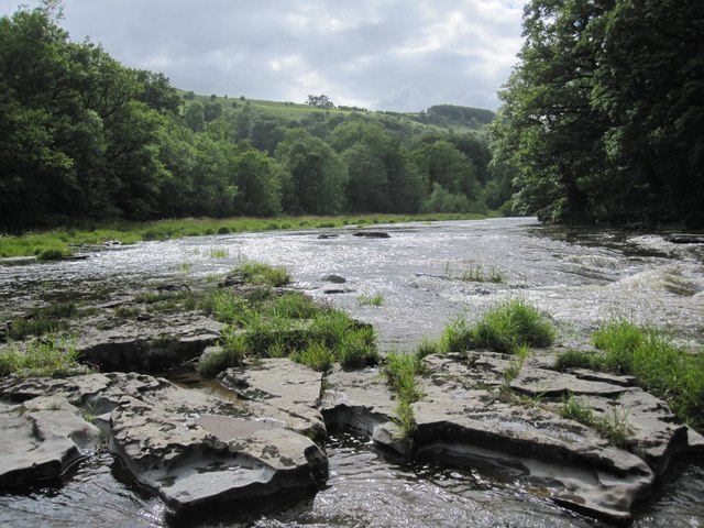 River Wye, taken mid-river from exposed bedrock