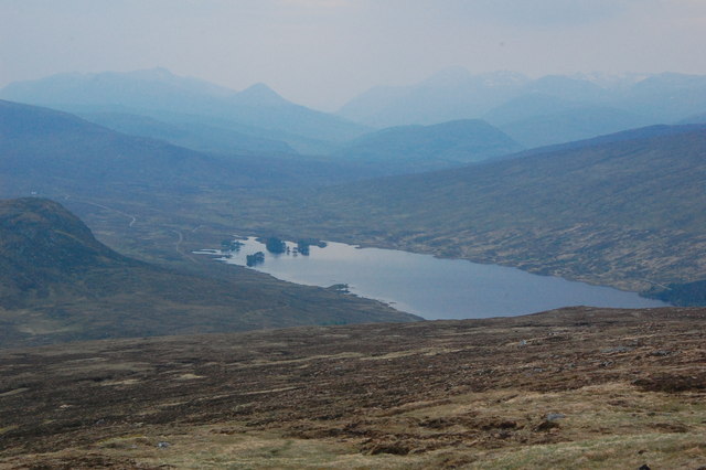 Loch Ossian and beyond from 850m on ridge