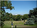 View of the O2 and Greenwich Power Station from the hill in Greenwich Park