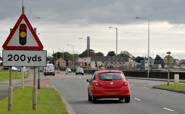 "Traffic signals ahead" sign, Carrickfergus