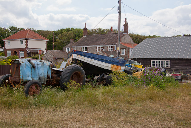 Fishing boat and tractor, Cliff Road, Overstrand