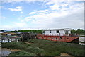 Moored houseboat