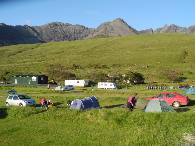 Pitching tents, Glen Brittle Camp Site