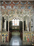 TM3973 : St Andrew's church in Bramfield - rood screen detail by Evelyn Simak