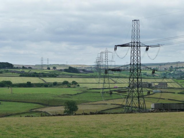 Pylons marching across a small valley © Christine Johnstone :: Geograph ...