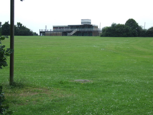 Sports field and pavilion near Mill Hill