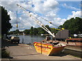 Piling works in progress on the bank of the Thames at Kingston