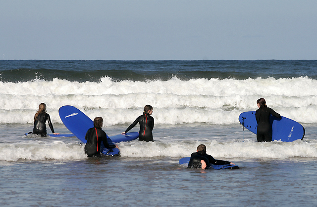 Surfing at Belhaven Bay, Dunbar © Walter Baxter cc-by-sa/2.0 ...