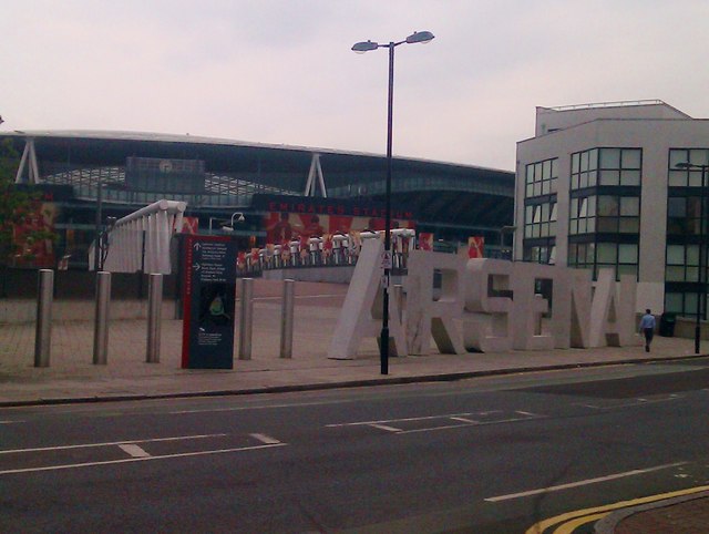 The Emirates Stadium and Arsenal street art, Drayton Park N5