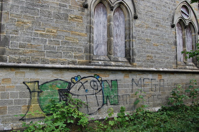 Graffiti on disused All Saints Church