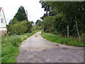 TM4365 : Footpath to Moat & Pretty Roads and entrance to Church Farm by Geographer