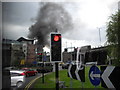 Smoke billows from the Brynglas tunnels, M4, Newport