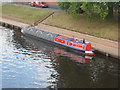 Working Narrow Boat Hadar moored in Worcester, alongside the racecourse