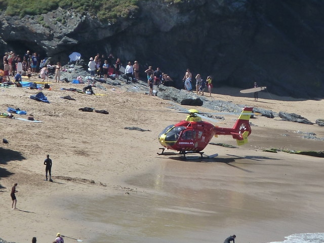 Porthcothan beach - helicopter landing