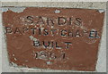 Foundation stone, Sardis Baptist Chapel, Resolven