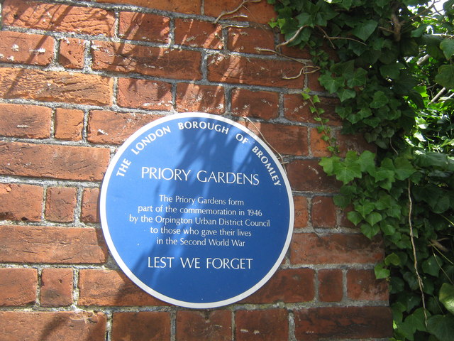 Blue Plaque on Priory Gardens Gate
