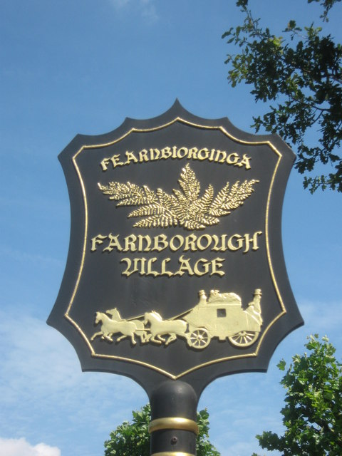 Close-up of Farnborough Village sign