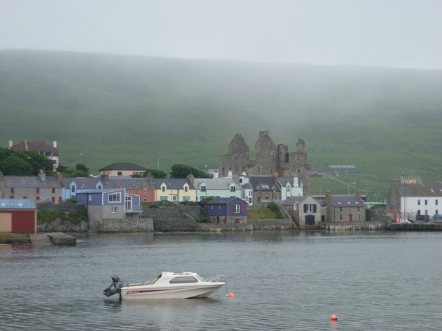 Scalloway: the castle from across the harbour