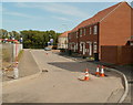 Dividing line between houses and building site, Lysaght Village, Newport