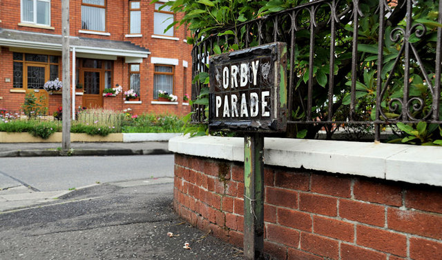 Orby Parade sign, Belfast