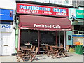 TQ2583 : The Famished  Cafe, Kilburn High Road / Coventry Close, NW6 by Mike Quinn