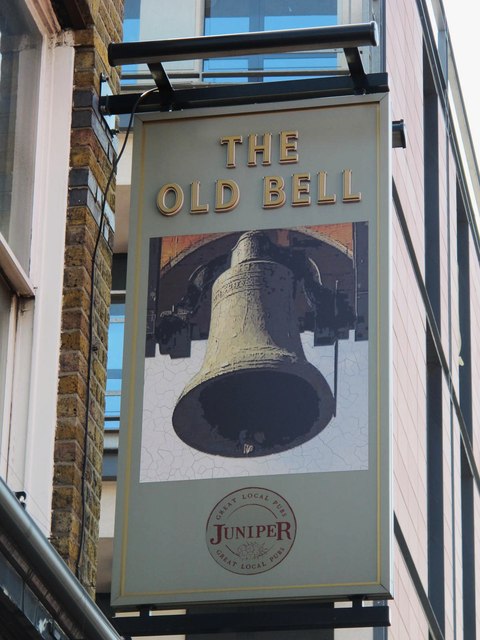Sign for The Old Bell, Kilburn High Road / Springfield Lane, NW6