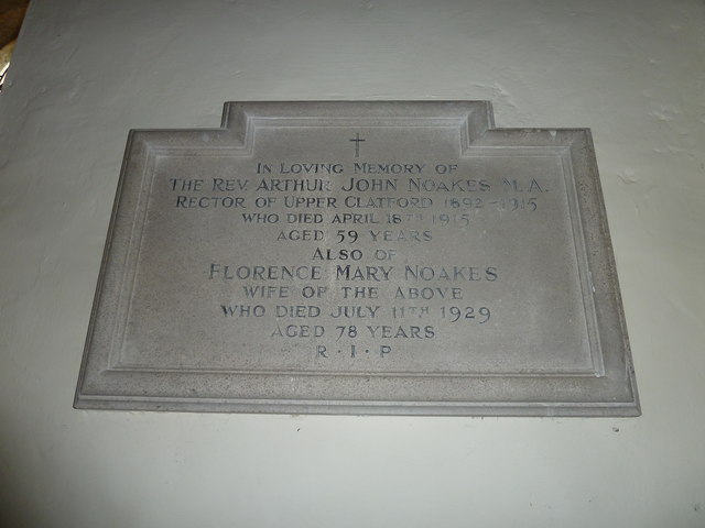 All Saints, Upper Clatford: memorial to a former incumbent