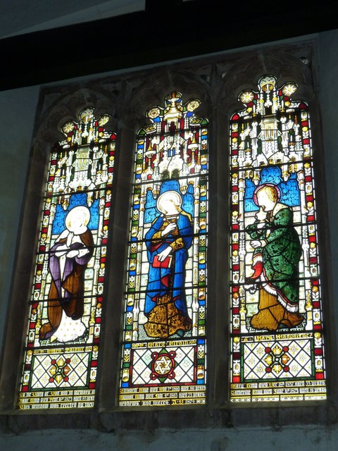 St Nicholas, Leckford: stained glass window above the altar