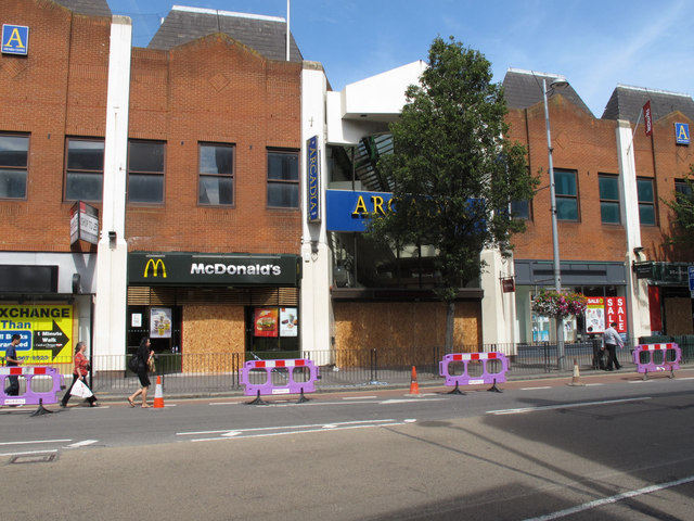 Arcadia Centre boarded up after riots
