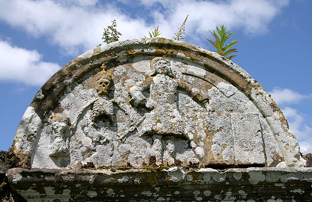 A gravestone detail at Roberton