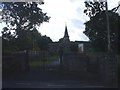 Stone stile into  churchyard, Betws Bledrws