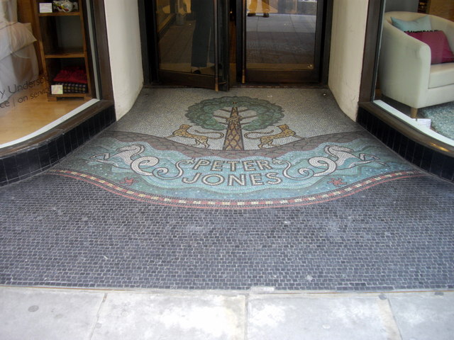 Mosaic in doorway of Peter Jones department sotre Chelsea