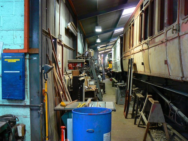 Inside the workshop, Hayes Knoll Station, Swindon and Cricklade Railway (2 of 3)