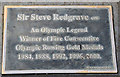 SU8486 : Plaque on statue of Sir Steve Redgrave, Marlow, Buckinghamshire by Christine Matthews