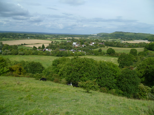 Fulking viewed from a footpath on the escarpment