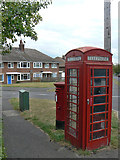 SK6049 : K6 kiosk and Collyer Road, Calverton postbox ref. NG14 105  by Alan Murray-Rust