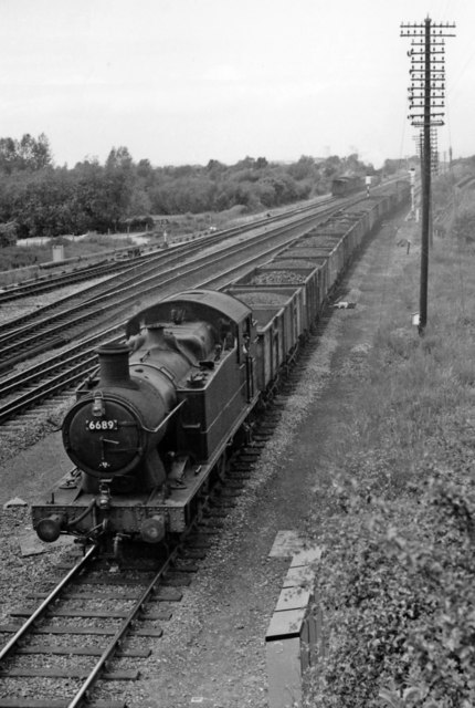 Ex-GWR South Wales main line at Magor, with Up coal train