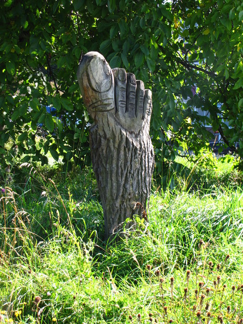 Foot sculpture at Woodbridge Meadows