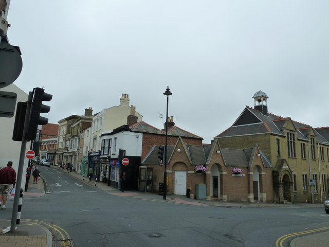Looking across to the public toilets in High Street