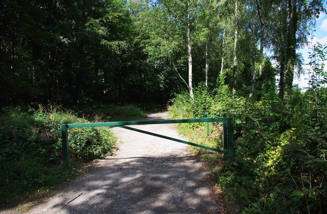Gate near the end of the car park, Trench Wood near Sale Green