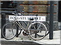 Street sign and bicycles, Folgate Street E1