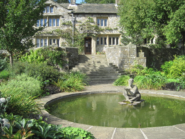Parcevall Hall  with statue