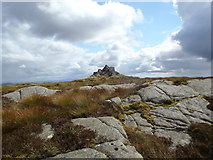NX5875 : Summit cairn and trig point on Cairnsmore of Dee by Bob Peace