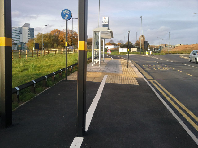 Bus stop and shared use path alongside the New Fosse Way