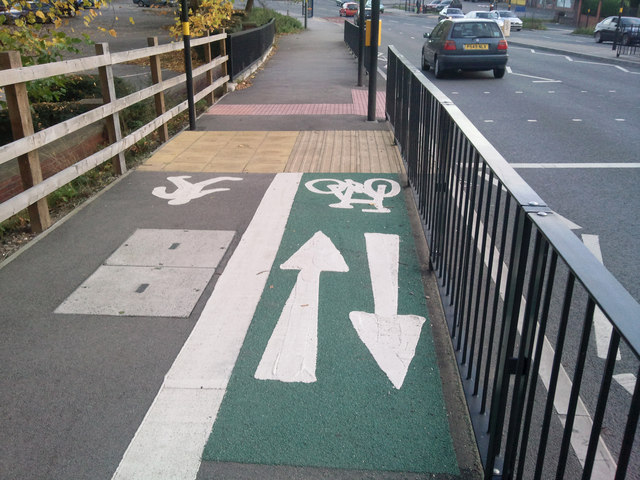 Shared use cycle path on Harborne Lane