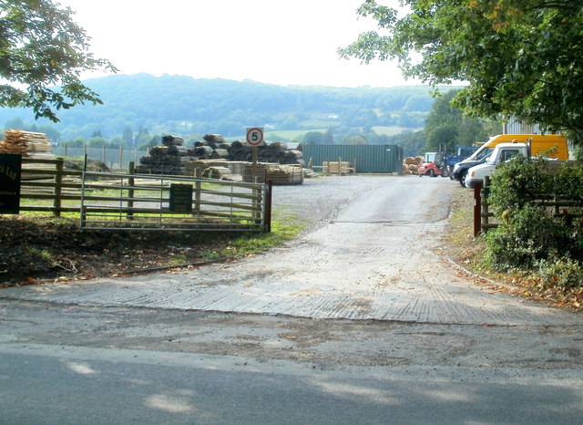 Entrance to Woodlands Services & Supplies Ltd north of Llantilio Pertholey