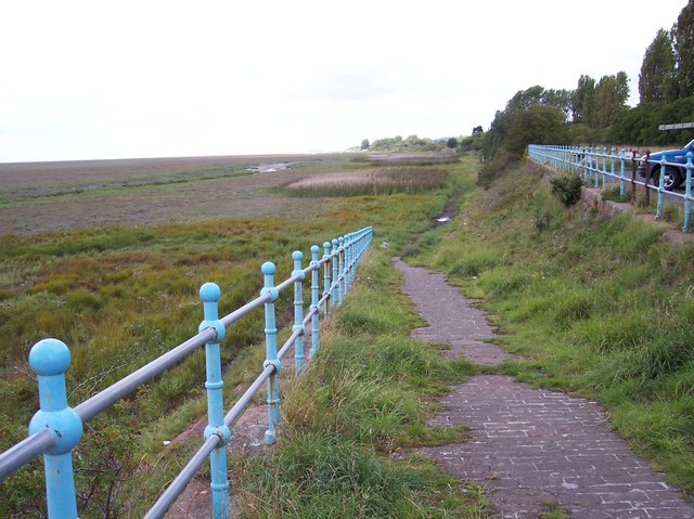 Ramp down to the salt marsh at the car park on Riverbank Road