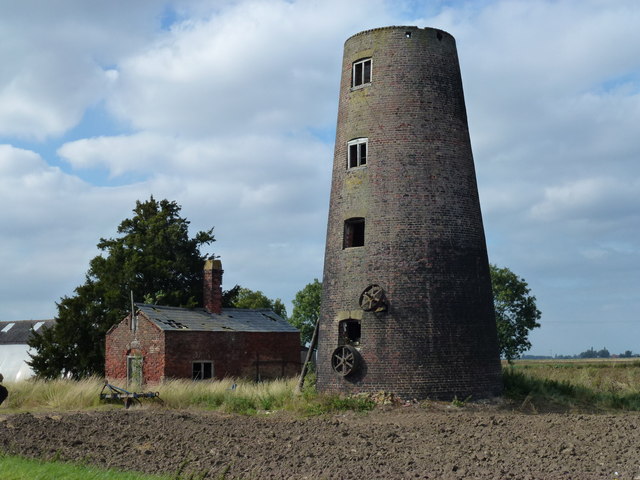 Old mill tower in Shepeau Stow, South Lincolnshire