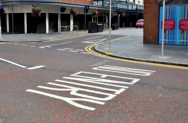 New road markings, Queen Street, Belfast